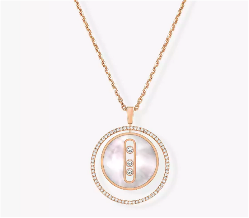 Messika 18K Rose Gold Diamond and Mother of Pearl Lucky Move Necklace