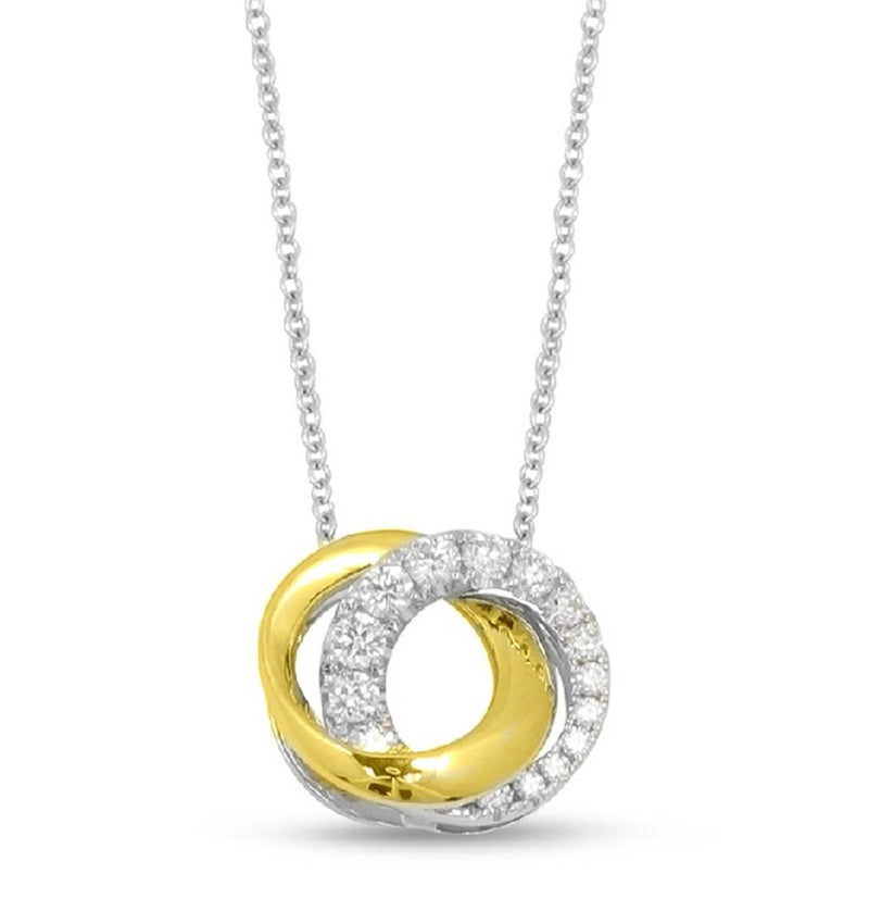 Frederic Sage 14K Two Tone Diamond Double Circle Necklace