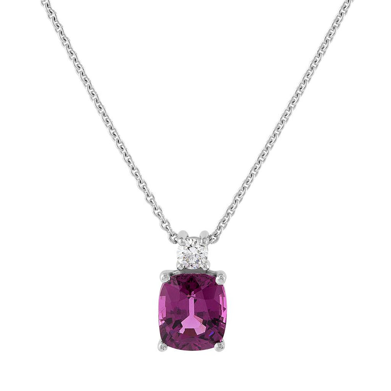 LaViano Fashion 14K White Gold Garnet and Diamond Pendant