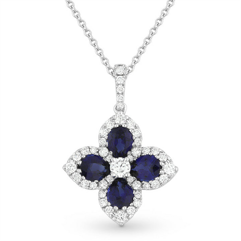 LaViano Fashion 14K White Gold Sapphire and Diamond Pendant