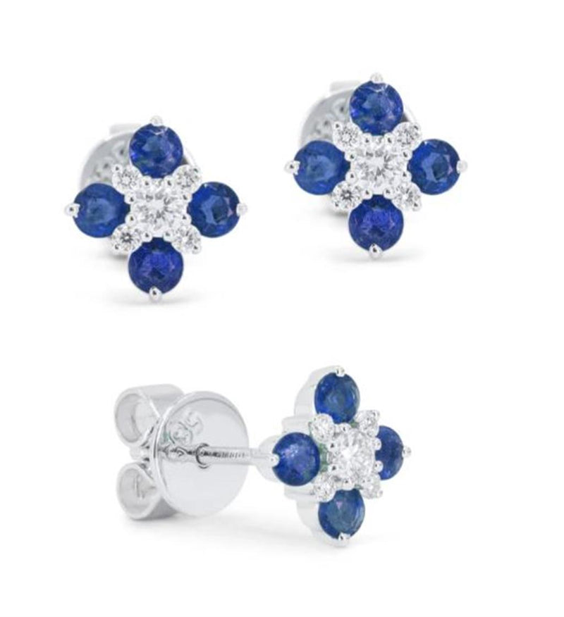 LaViano Fashion 14K White Gold Sapphire and Diamond Earrings