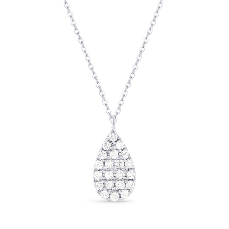 LaViano Fashion 14K White Gold Diamond Teardrop Pendant Necklace
