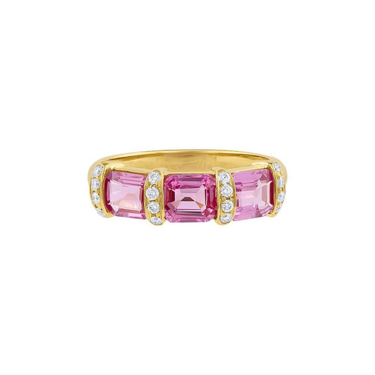 Mazza 18K  Yellow Gold Pink Sapphire and Diamond Ring