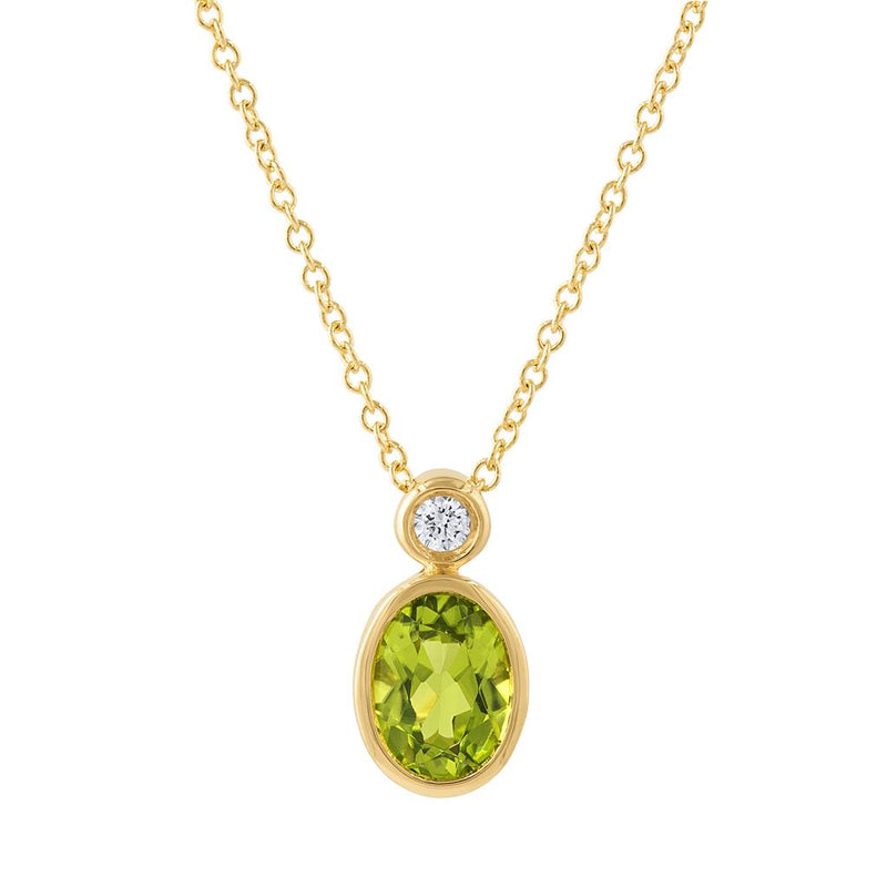 LaViano Fashion 14K Yellow Gold Peridot and Diamond Pendant