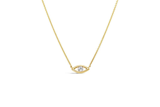 LaViano Fashion 14K Yellow Gold Diamond Evil Eye Necklace