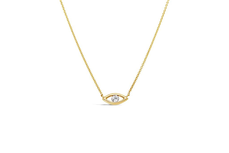 LaViano Fashion 14K Yellow Gold Diamond Evil Eye Necklace