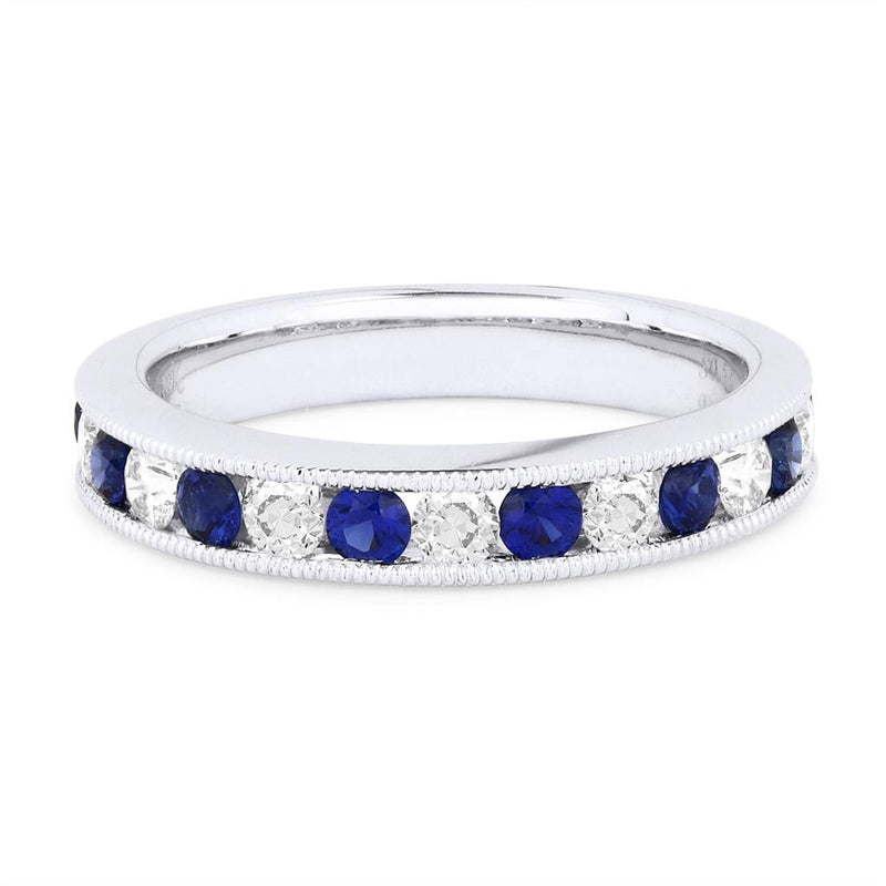 LaViano Fashion 14K White Gold Sapphire and Diamond Band