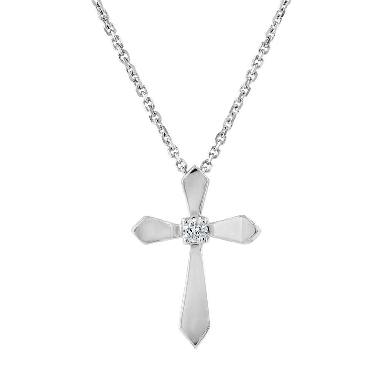 LaViano Fashion 14K White Gold Diamond Cross Diamond .03 Carats