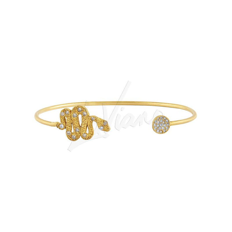 Tanya Farah 18K Yellow Gold and Diamond Snake & Disc Cuff Bracelet
