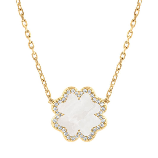 LaViano Fashion 18K Rose Gold Mother of Pearl and Diamond Necklace