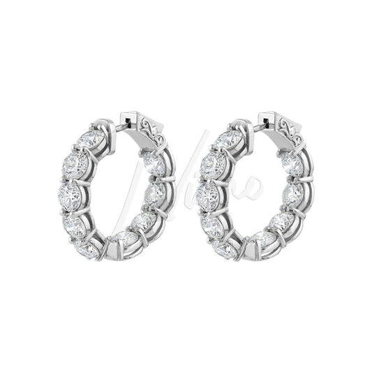 LaViano Fashion 14K White Gold Diamond Hoop Earrings