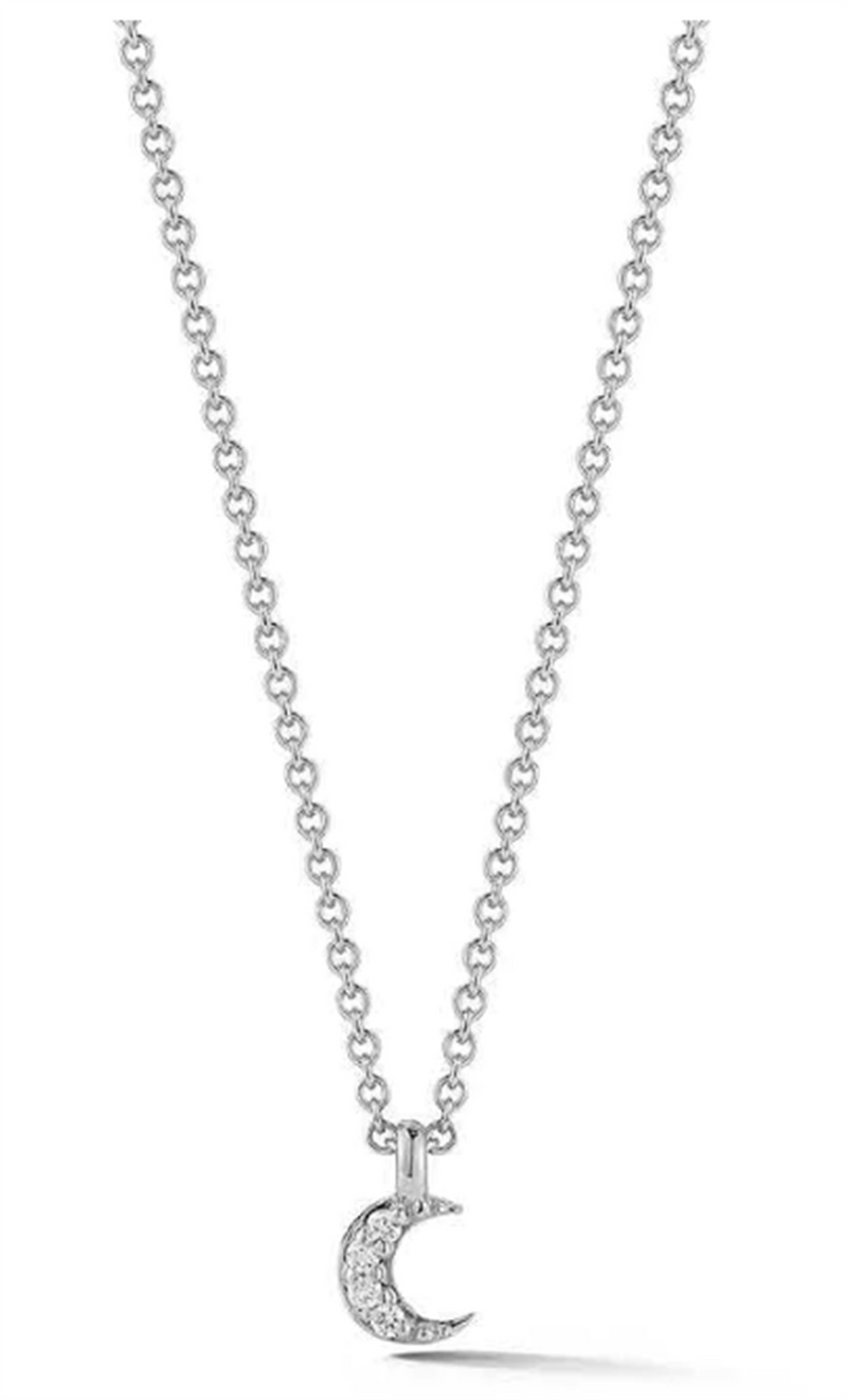 Barbela Design 14K White Gold Diamond Crescent Hayden Damsel Necklace