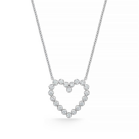 LaViano Fashion 18K White Gold Diamond Heart Necklace