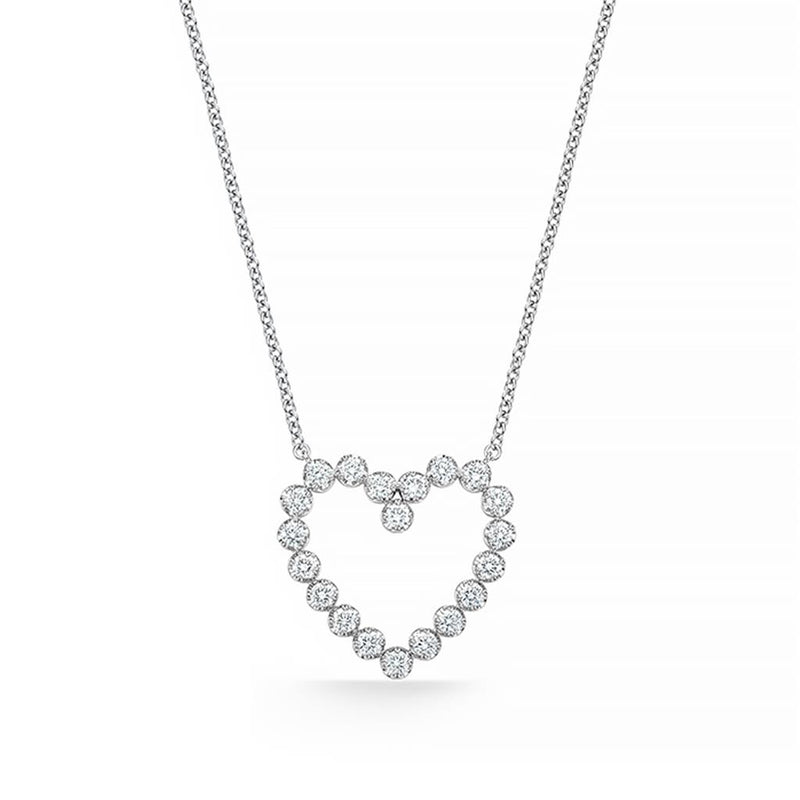 LaViano Fashion 18K White Gold Diamond Heart Necklace