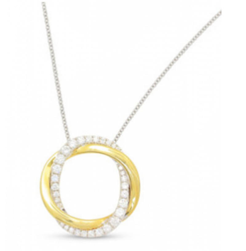 Frederic Sage 14K Two Tone Diamond Halo Necklace