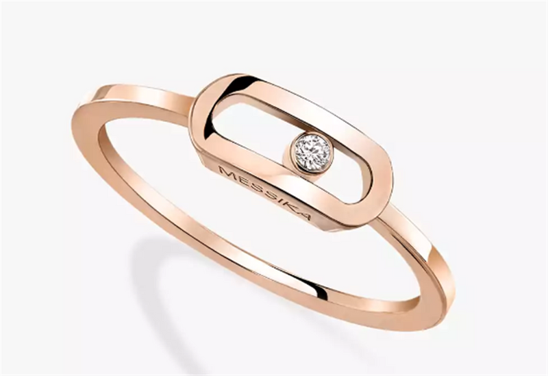 Messika 18K Rose Gold Diamond Move Uno Ring Diamond .01 Carats