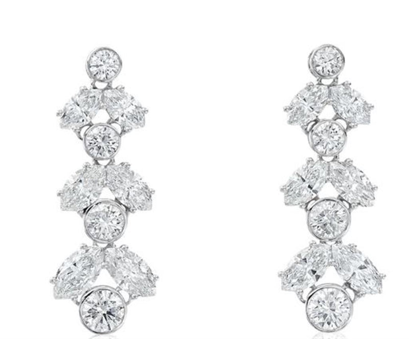 LaViano Fashion 14K White Gold Diamond Earrings