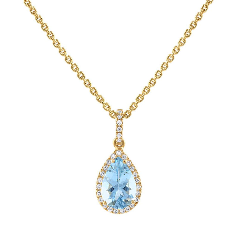 LaViano Fashion 18K Yellow Gold Aquamarine and Diamond Pendant