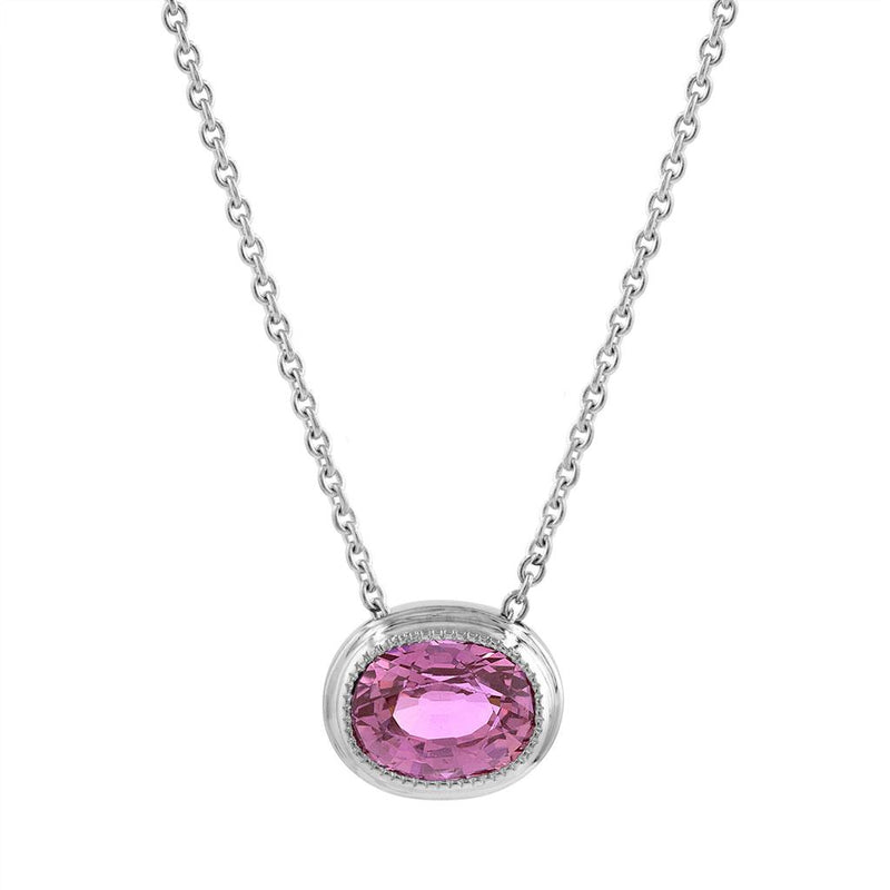 Bespoke 14K White Gold Pink Sapphire Pendant