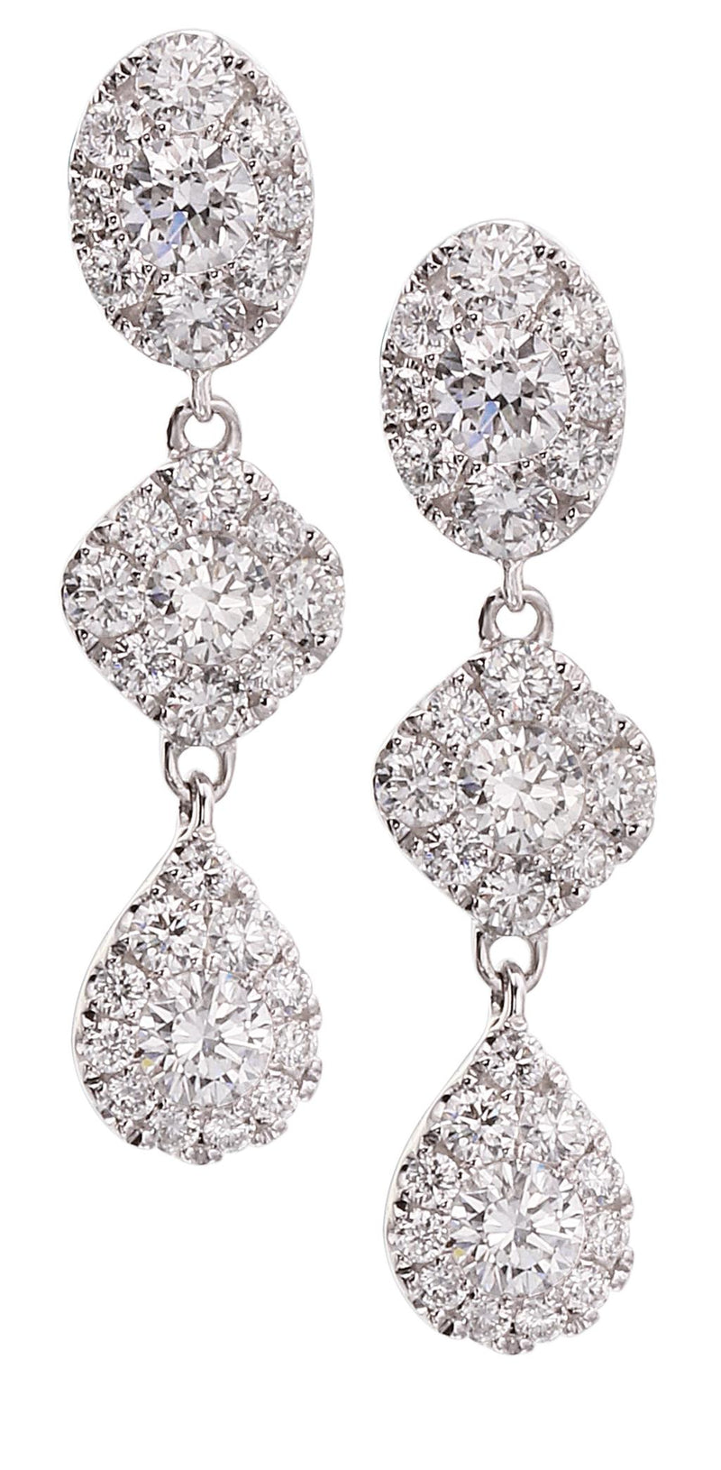 Pe Jay Creations 14K White Gold Diamond Drop Earrings