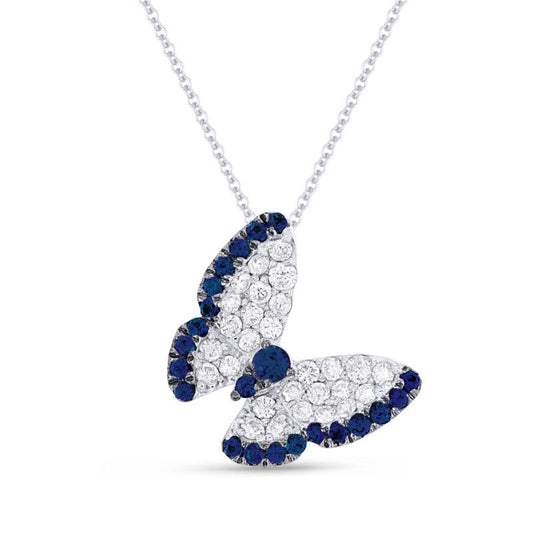 LaViano Fashion 14K White Gold Sapphire and Diamond Necklace