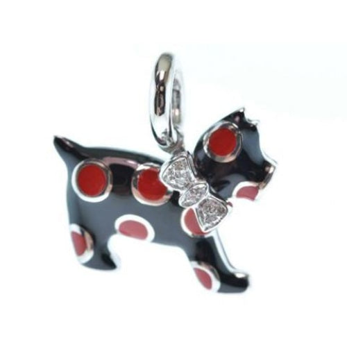 Aaron Basha - 18K White Gold Red Spotted Dog Charm | LaViano