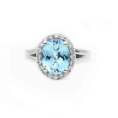 Azul - 18K White Gold Blue Topaz & Diamond Ring | LaViano 