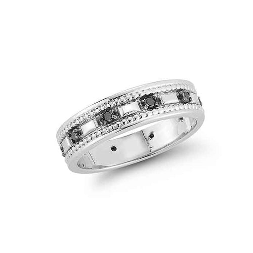 lavianojewelers - 14K White Gold Black Diamond Ring | 
