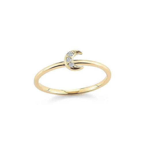 lavianojewelers - 14K Yellow Gold Diamond Crescent Moon Ring