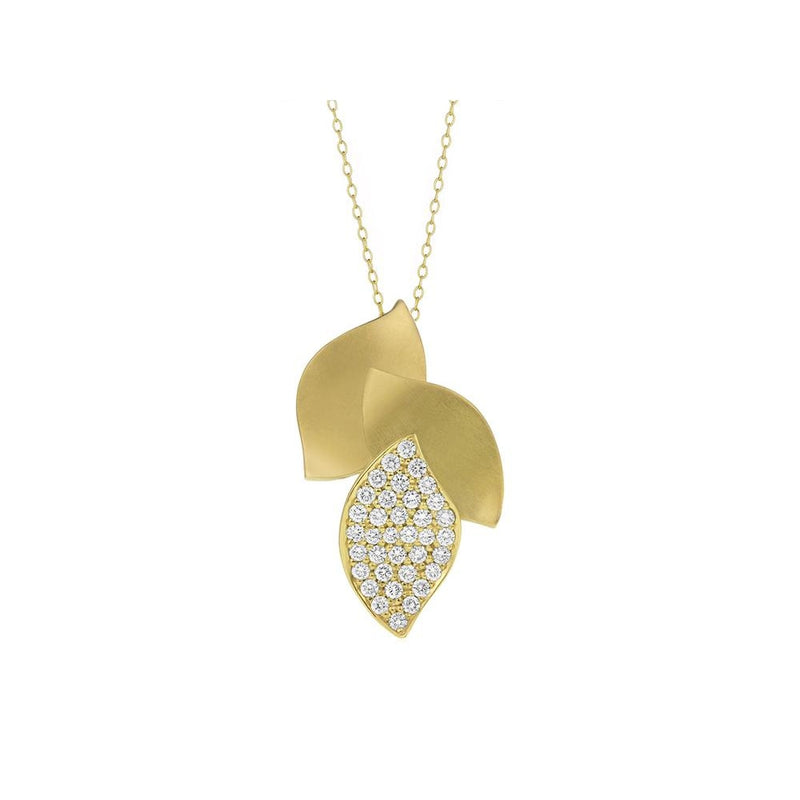 Carelle - 18K Yellow Gold Lotus Diamond Pendant Necklace | 