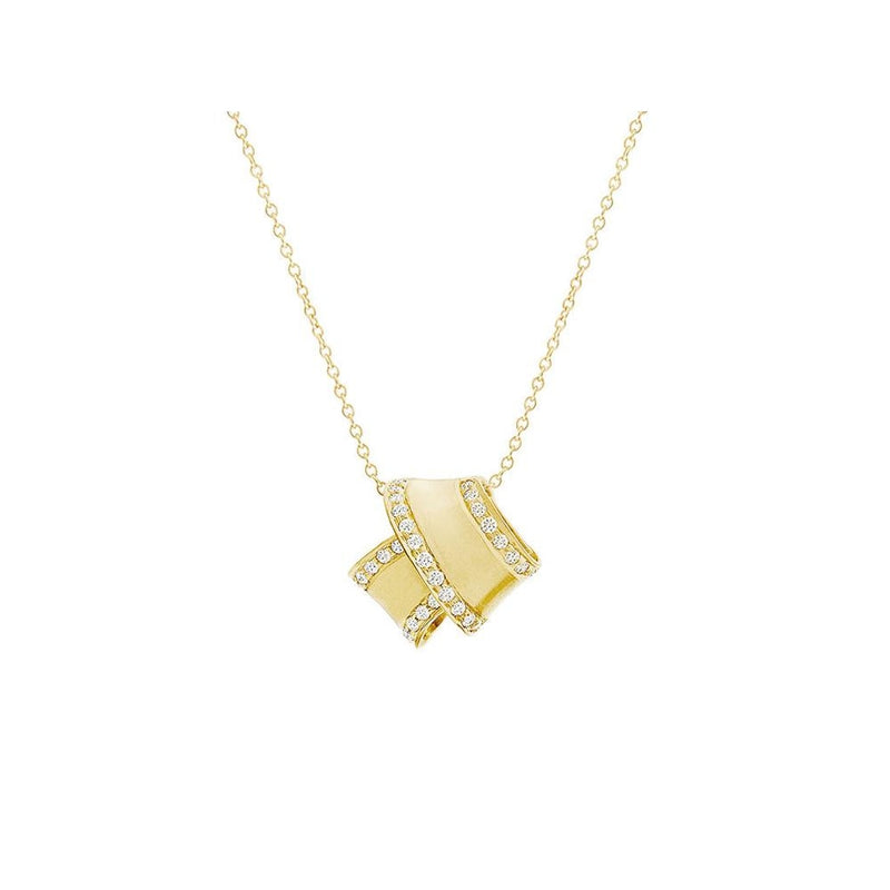 Carelle - 18K Yellow Gold Knot Diamond Trim Pendant Necklace