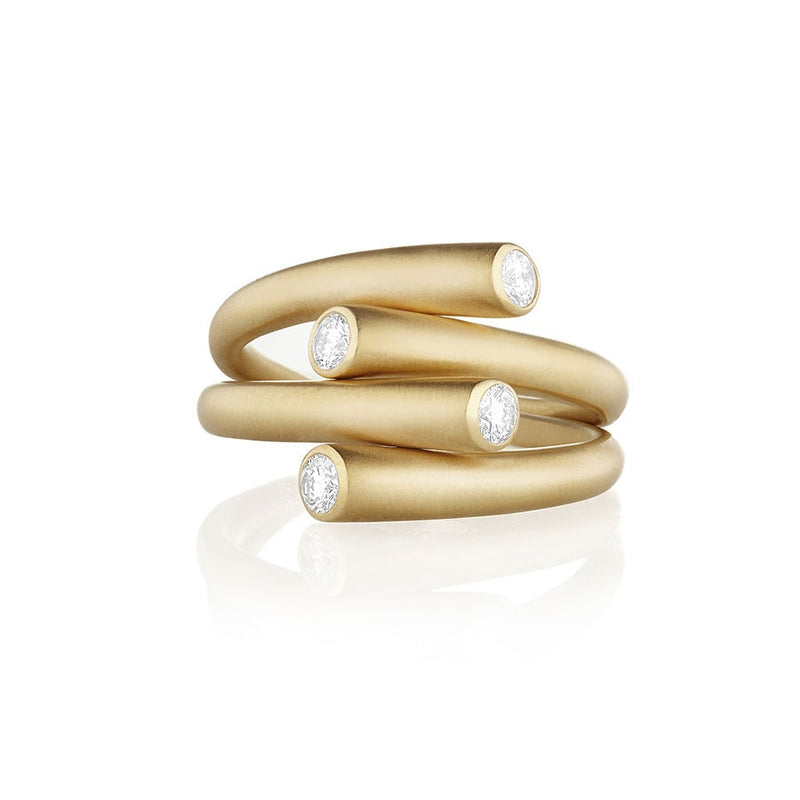 Carelle - 18K Yellow Gold Whirl Duo Diamond Ring | LaViano 
