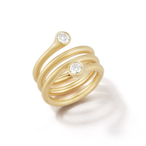 Carelle - 18K Yellow Gold Whirl Two-Stone Diamond Spiral 