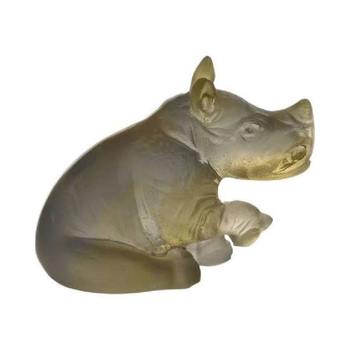 Daum Crystal - Mini Amber Grey Rhinoceros | LaViano Jewelers