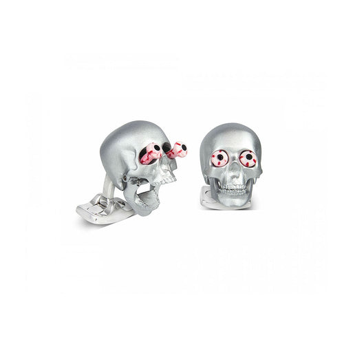 Sterling Silver Eye Popping Skull Cufflinks