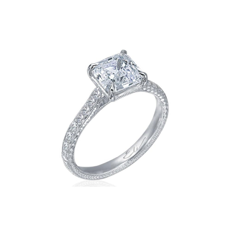 ELI Jewels - Platinum Semi Mounting Diamond Engagement Ring 