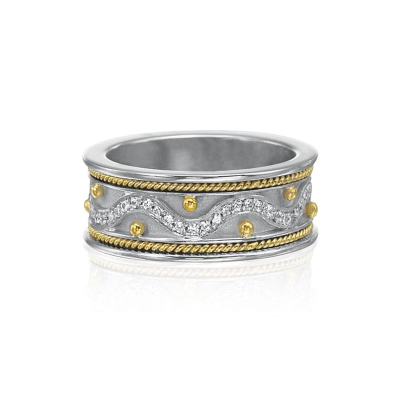 ELI Jewels - Sterling Silver & Gold Etruscan Diamond Ring | 