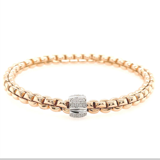 Fope Bracelets - 18K Two Tone Gold Bracelet with Diamonds 