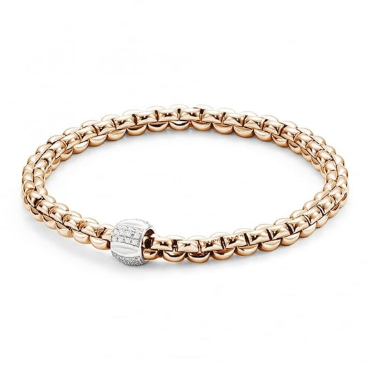 Fope Bracelets - 18K Two Tone Gold Bracelet with Diamonds 