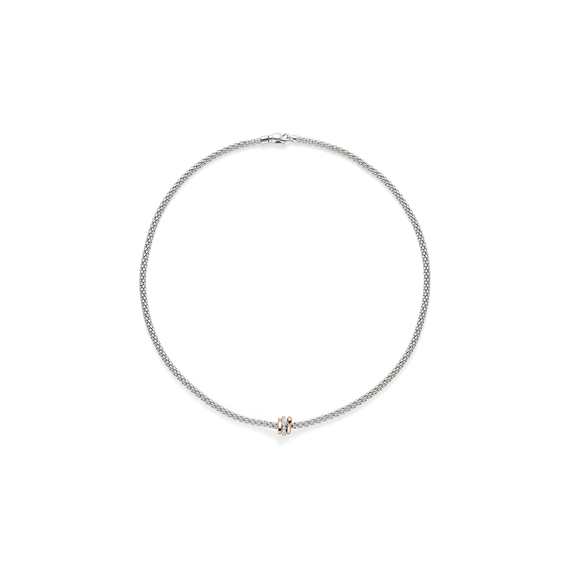 Fope Bracelets - 18K White Gold Necklace with Diamonds #744C
