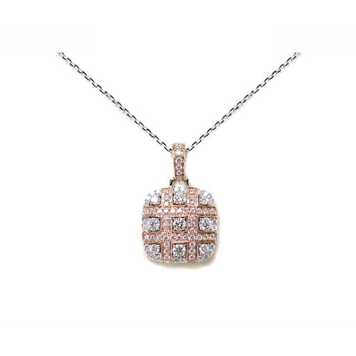 Frederic Sage - 14K Rose Gold and Diamond Checkered Pendant 