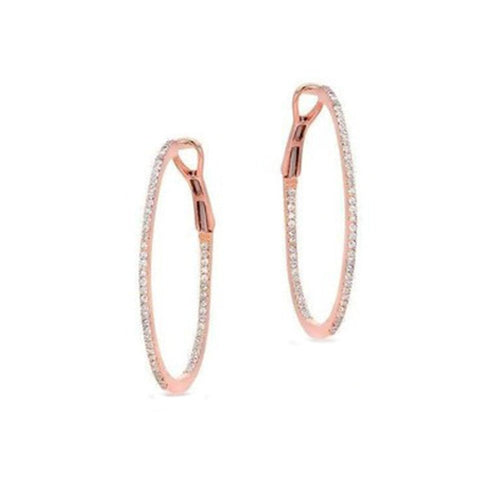 Frederic Sage - 14K Rose Gold Diamond Hoop Earrings | 