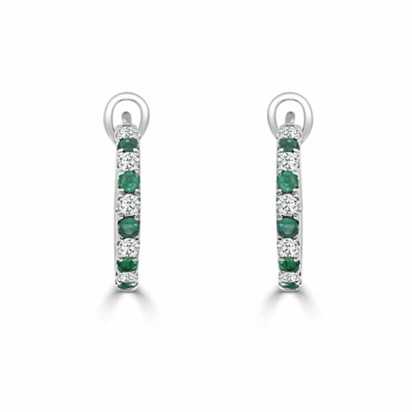 Frederic Sage Earrings - 18K White Gold Diamond and Emerald