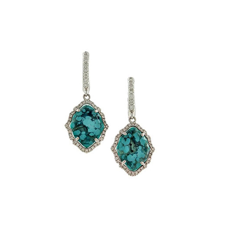 Frederic Sage - 18K White Gold Turquoise and Diamond Drop 