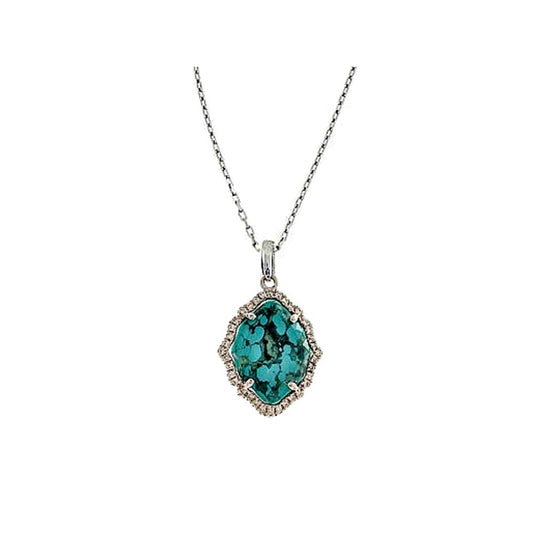 Frederic Sage - 18K White Gold Turquoise and Diamond Pendant