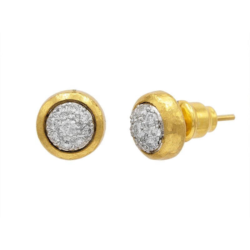 Gurhan Earrings - 24K Yellow Gold and 18K White Gold Diamond