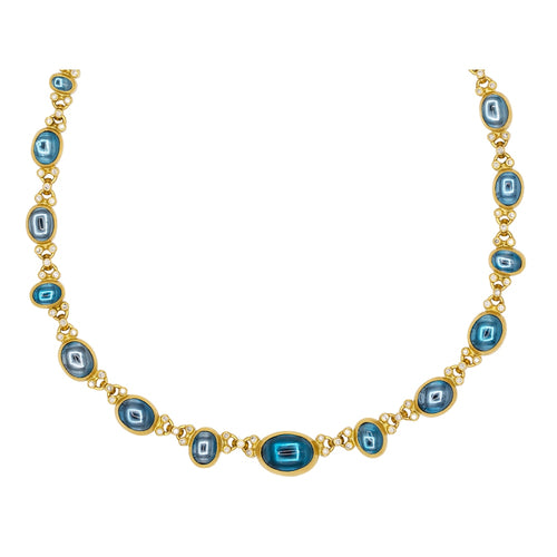 Gurhan Necklaces - 24K Yellow Gold Blue Topaz and Diamond 
