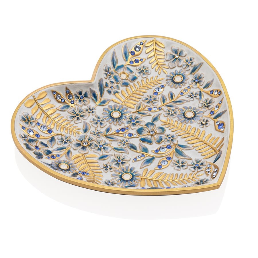 Jay Strongwater Aria Floral Heart Trinket Tray