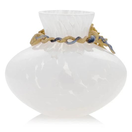 Jay Strongwater Vases - Holland Leaf And Flower Vase Navy