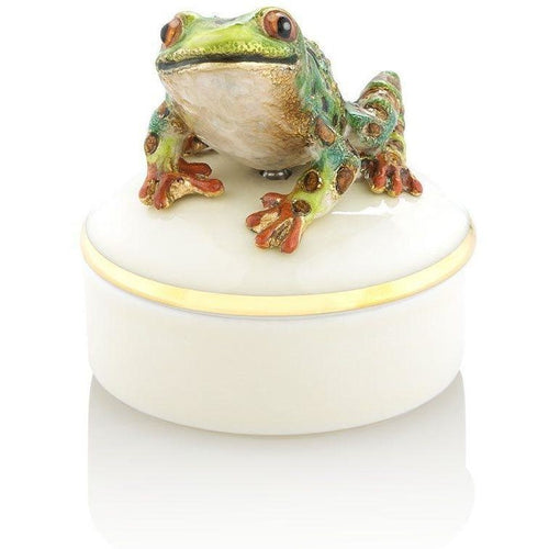 Jay Strongwater Boxes - Mac Frog Round Porcelain Box